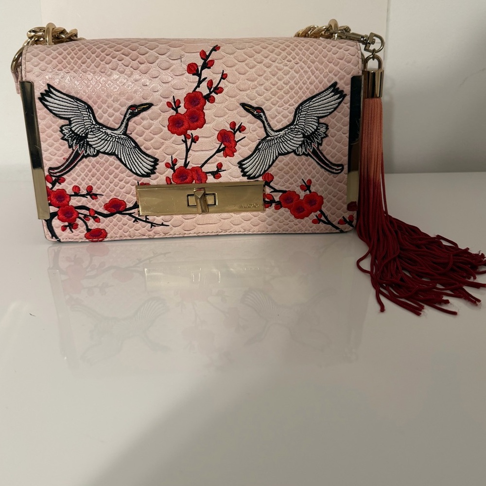 Elegant Pink Embroidered Women's Bag